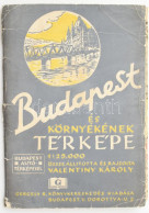 Cca 1945 Valentiny Károly: Budapest és Környékének Térképe, 1 : 25.000, (rajta Budapest Autótérképe, 1 : 100.000), Bp.,  - Sonstige & Ohne Zuordnung