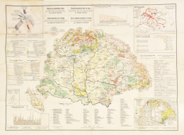 1913 Magyarország Gazdaságföldrajzi Térképe, Szerk.: Dr Fodor Ferenc, Kiadja: Magyar Földrajzi Intézet Rt., Szakadással, - Otros & Sin Clasificación