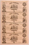 1852. 1Ft "Kossuth Bankó" Kitöltetlen "E","F","G","H" Négyes ívben T:UNC,AU Hungary 1852. 1 Forint Block Of 4 (E,F,G,H)  - Ohne Zuordnung