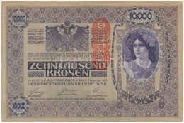 Ausztria 1918. 10.000K Mindkét Oldala Német, Függőleges, Piros "DEUTSCHÖSTERREICH" Felülbélyegzéssel T:F Szép Papír Aust - Sin Clasificación