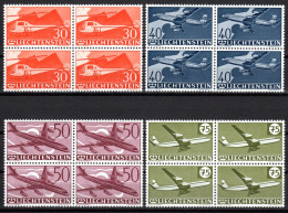 LIECHTENSTEIN, Flugpost 1960, 30 Jahre Flugpostmarken, Postfrisch ** Im Viererblock - Luftpost