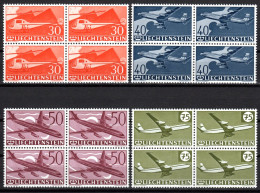 LIECHTENSTEIN, Flugpost 1960, 30 Jahre Flugpostmarken, Postfrisch ** Im Viererblock - Aéreo