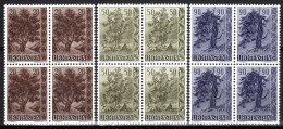 LIECHTENSTEIN, 1957 Heimatliche Bäume + Sträucher II, Postfrisch ** Im Viererblock - Ungebraucht