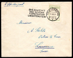 LIECHTENSTEIN, 1927 FRANCO Zettel Auf Brief - Storia Postale