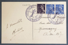 France, Expo De Paris - La Poste Aérienne 1.10.1943 Sur CPA - (W1264) - Cachets Commémoratifs