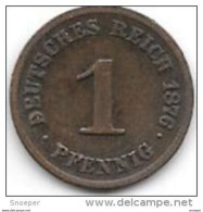 *empire 1 Pfennig 1876 C Km 1   Fr+ - 1 Pfennig