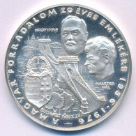 1976. "A Magyar Forradalom 20 éves évfordulójára" Ag Emlékérem (23,56g/0.925/38mm) T:AU (PP) Hungary 1976. "For The 20th - Non Classés