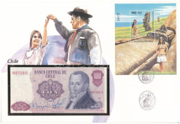 Chile 1983. 100P Felbélyegzett Borítékban, Bélyegzéssel T:I Chile 1983. 100 Pesos In Envelope With Stamp And Cancellatio - Ohne Zuordnung
