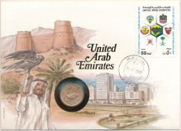 Egyesült Arab Emirátusok 1973. 5f Bronz Felbélyegzett Borítékban, Bélyegzéssel, Német Nyelvű Leírással T:XF Patina Unite - Sin Clasificación