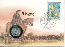 Uruguay 1980. 1P Cu-Ni Felbélyegzett Borítékban, Bélyegzéssel, Német Nyelvű Leírással T:UNC  Uruguay 1980. 1 Nuevo Peso  - Sin Clasificación