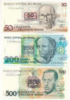 Brazília 1990. 50C + 200C + 500C, Mindegyik Felülbélyegzéssel T:UNC,AU Brazil 1990. 50 Cruzeiros + 200 Cruzeiros + 500 C - Non Classificati