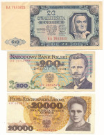 Lengyelország 1948. 20Zl + 1986. 200Zl + 1989. 20.000Zl T:F Poland 1948. 20 Zlotych + 1986. 200 Zlotych + 1989. 20.000 Z - Ohne Zuordnung