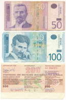 Szerbia 2005. 50D + 2013. 100D + NDK 1989. Utazási Csekk 200M értékben A "Magyar Nemzeti Bank" Felülbélyegzéseivel T:F,V - Non Classificati