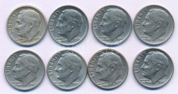 Amerikai Egyesült Államok 1964-1982. 1d (10c) "Roosevelt" (8db/6xklf) Az Egyik Ag T:AU-VF USA 1964-1982. 1 Dime (10 Cent - Sin Clasificación