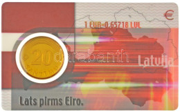 Lettország 1992. 20s Ni-sárgaréz Műanyag Kártyán T:AU Latvia 1992. 20 Santimu Ni-brass On Plastic Card C:AU - Ohne Zuordnung