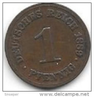 Empire 1 Pfennig 1889 A Km 1   Fr+ - 1 Pfennig