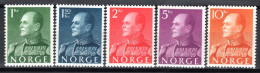 NORWEGEN, 1959 Freimarken König Olaf V., Normales Papier, Postfrisch ** - Ungebraucht