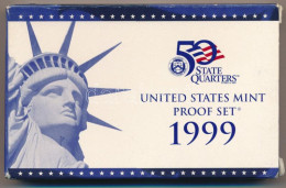 Amerikai Egyesült Államok 1999S 1c-1/2$ (4xklf) Forgalmi Sor, Műanyag Tokban + 1/4$ Cu-Ni "50 állam" (5xklf), Műanyag To - Sin Clasificación