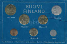 Finnország 1974. 1p-5M (7xklf) Forgalmi Sor Plasztik Tokban T:UNC A Tok Sérült Finland 1974. 1 Penni - 5 Markka (7xdiff) - Sin Clasificación