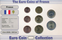 Franciaország 1999-2002. 1c-2E (8xklf) Forgalmi összeállítás "The Euro Coins Of France" Karton Díszlapon T:AU France 199 - Non Classificati