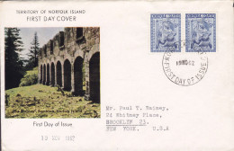 Norfolk Island 1962 FDC Cover Premier Jour Lettre Ersttags Brief To BROOKLYN New York United States - Norfolk Island