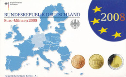 Németország 2008A 1c-2E (8xklf) + 2E "Hamburg" Forgalmi Szett Műanyag és Papírtokban T:PP Germany 2008A 1 Cent - 2 Euro  - Zonder Classificatie