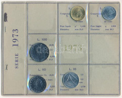Olaszország 1973. 5L-100L (5xklf) Forgalmi Sor Fóliatokban T:UNC Italy 1973. 5 Lire - 100 Lire (5xdiff) Coin Set In Foil - Unclassified