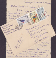 British Honduras Air Mail BELIZE 1968 Cover Brief Lettre TRELLEBORG Sweden Incl. Original Docment 3x Bird Vogel Oiseau - British Honduras (...-1970)