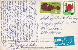 New Zealand PPC AIR MAIL PAR AVION LabelAKAROA 1980 To Denmark (2 Scans) - Briefe U. Dokumente