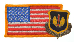 Amerikai Egyesült Államok ~2000. "Amerikai Légierő Európában" Műgyantás Fém Jelvény Amerikai Zászló Felvarrón (38mm) T:U - Ohne Zuordnung