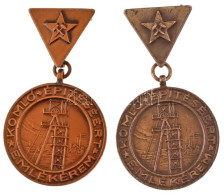 ~1950. "Komló Építéséért Emlékérem" (2xklf) Ezüstözött Bronz és Bronz Kitüntető Jelvények (56x32mm) T:XF Kopott Ezüstözé - Unclassified