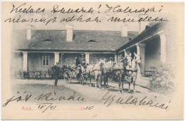 T3 1910 Aga, Bresztovác, Brestovat (Temes); Juhos Kastély Udvara Lovas Hitnóval / Castle Courtyard, Horse Chariot (tűnyo - Non Classés