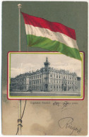 T2 1902 Arad, Pénzügyi Palota. Szecessziós Magyar Zászlós Montázs / Palace Of Finance. Art Nouveau Litho Montage With Hu - Ohne Zuordnung