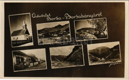 ** T2 Borsabánya, Baia Borsa, Baile Borsa (Máramaros); Részletek, Szabó Péter üzlete / Multi-view Postcard, Shop - Ohne Zuordnung