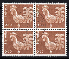 SCHWEIZ ABARTEN, 1975 2.50 Fr. Freimarke Ohne Leuchtstoff, Viererblock Gestempelt - Errores & Curiosidades