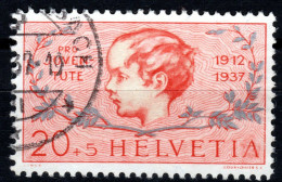 SCHWEIZ ABARTEN, 1937 Pro Juventute Knabenkopf, Grosse Retouche In A, Gestempelt - Variétés