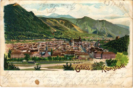 * T4 1899 (Vorläufer) Brassó, Kronstadt, Brasov; Látkép / General View. Art Nouveau, Litho (b) - Ohne Zuordnung