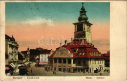* T3 1930 Brassó, Kronstadt, Brasov; Sfatul / Rathaus / Town Hall, Urban Railway, Train / Városház, Kisvasút, Vonat, Vár - Zonder Classificatie