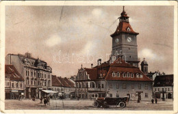 T3 1929 Brassó, Kronstadt, Brasov; Sfatul / Rathaus / Tanácsház (városháza), üzletek, Automobil / Town Hall, Shops, Auto - Non Classés