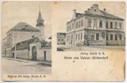 * T3 Vulkán, Zsivadejvulkán, Vulcan; Rathaus Mit Evang. Kirche, Evang. Schule / Városháza, Evangélikus Templom és Iskola - Non Classés