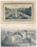 * Kassa, Kosice; - 2 Db Régi Város Képeslap: Fő Utca, Színház / 2 Pre-1945 Town-view Postcards: Main Street, Theatre - Sin Clasificación