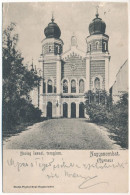 T4 1907 Nagyszombat, Tyrnau, Trnava; Neológ Izraelita Templom, Zsinagóga. Fischer Hugó Kiadása / Synagogue (vágott / Cut - Non Classés