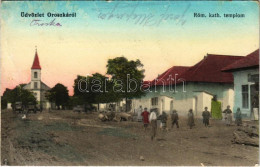 T2/T3 1914 Oroszka, Pohronsky Ruskov; Római Katolikus Templom, Utca, üzlet / Church, Street, Shop (EK) - Zonder Classificatie