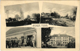 T2 1927 Ótura, Stará Turá, Alt-Turn; Utcaképek, Templom, Iskola, Özvegy Elena Malárová Könyv és Papír üzlete / Street Vi - Non Classés