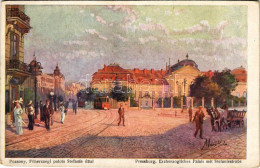 ** T4 Pozsony, Pressburg, Bratislava; Főhercegi Palota Stefánia úttal, Villamos / Archduke's Palace, Street View, Tram.  - Unclassified