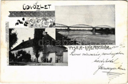 T2/T3 1900 Tiszaújlak, Vulok, Vilok, Vylok; Kincstári Tisza Híd, M. Kir. Sóhivatal. Grün Henrik Kiadása / Tisa Bridge, S - Sin Clasificación