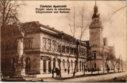 T2/T3 1917 Apatin, Polgári Iskola és Városház, Bárdos és Brachfeld Villamosmű építésvezetőség üzlete / School And Town H - Sin Clasificación