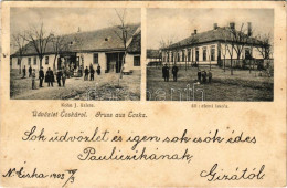 T2/T3 1903 Écska, Német-Ecska, Ecka (Torontál); Kohn Izidor üzlete, állami Elemi Iskola / Shop And School (EK) - Unclassified