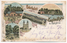 T2/T3 1898 (Vorläufer) Szabadka, Subotica; Palics Fürdő, Társalgó Terem, Fasor, Terézia Templom, Törvényszéki Palota / S - Sin Clasificación