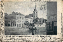 T3 1899 (Vorläufer) Hollabrunn, Oberhollabrunn; Hauptplatz, Buchdruckerei. Verlag V. Georg Kraker / Main Square, Book Pr - Non Classés